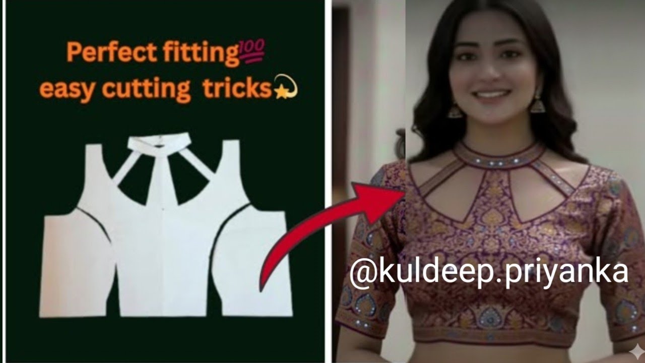  Princess Cut  Halter Neck Blouse Ka Front Neck Design Cutting✂️step by step 