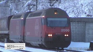 2000-02 [SDw] CLASSIC Wassen in WINTER part 2, UNIQUE consist Re 460 and freight, Ae 6/6, Re 10/10