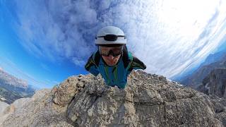 Beautiful Wingsuit BASE jump in the Dolomites | Immersive 360 VR