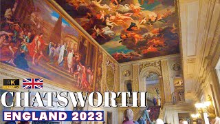 Chatsworth House Visual Walking Tour 2023 ENGLAND 4K UHD English Stately Home Crazy Rich Magnificent