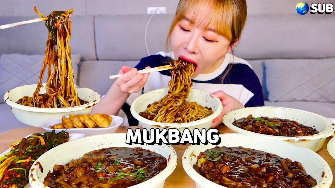 5 чашек чжангмён МУКБАНГ Давай поедим чачангмён вместе ❤ (неотредактированное видео)
