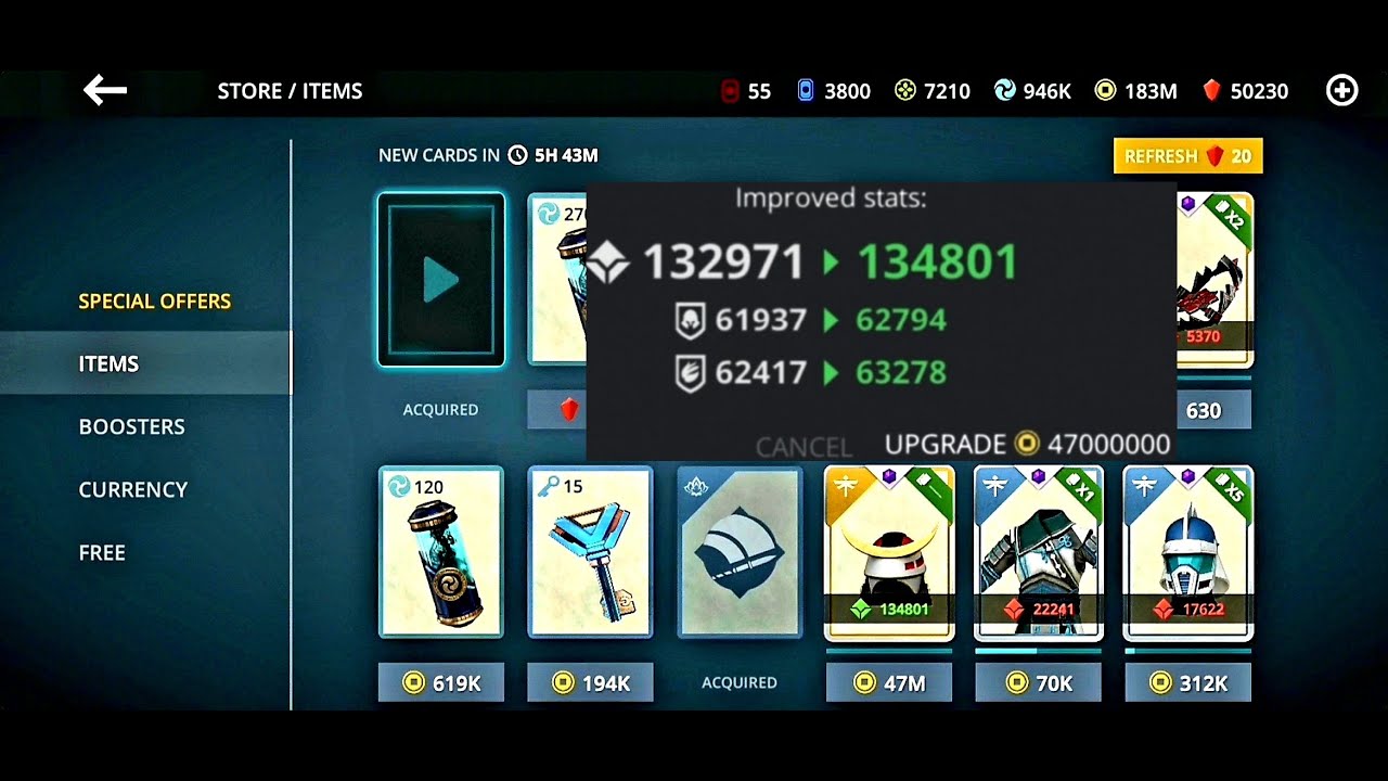 Shadow Fight 3: Dragon Lesson - Invisible One + Lucky Helm Upgrade From Daily Cards Store!