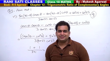 Class 10 Maths (Ex 12  Q5) Trigonometric Ratio of Complementary Angles (RS Agarwal 2019)