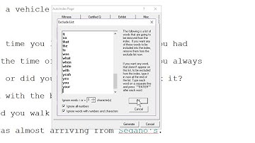 WORD INDEXING (Concordance)