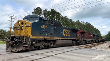 CSX C40-8W 7887 with CP & NS Lead B631-15 at Callahan, FL