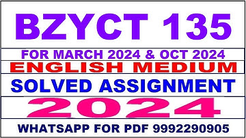 bzyct 135 solved assignment 2023-24 | bzyct 135 solved assignment in english 2024 | bzyct 135 2024
