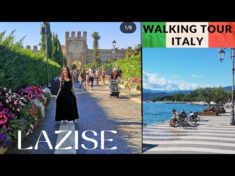 LAZISE , ITALY 2023 - Garda lake and Town in 4k , relaxing walking tour