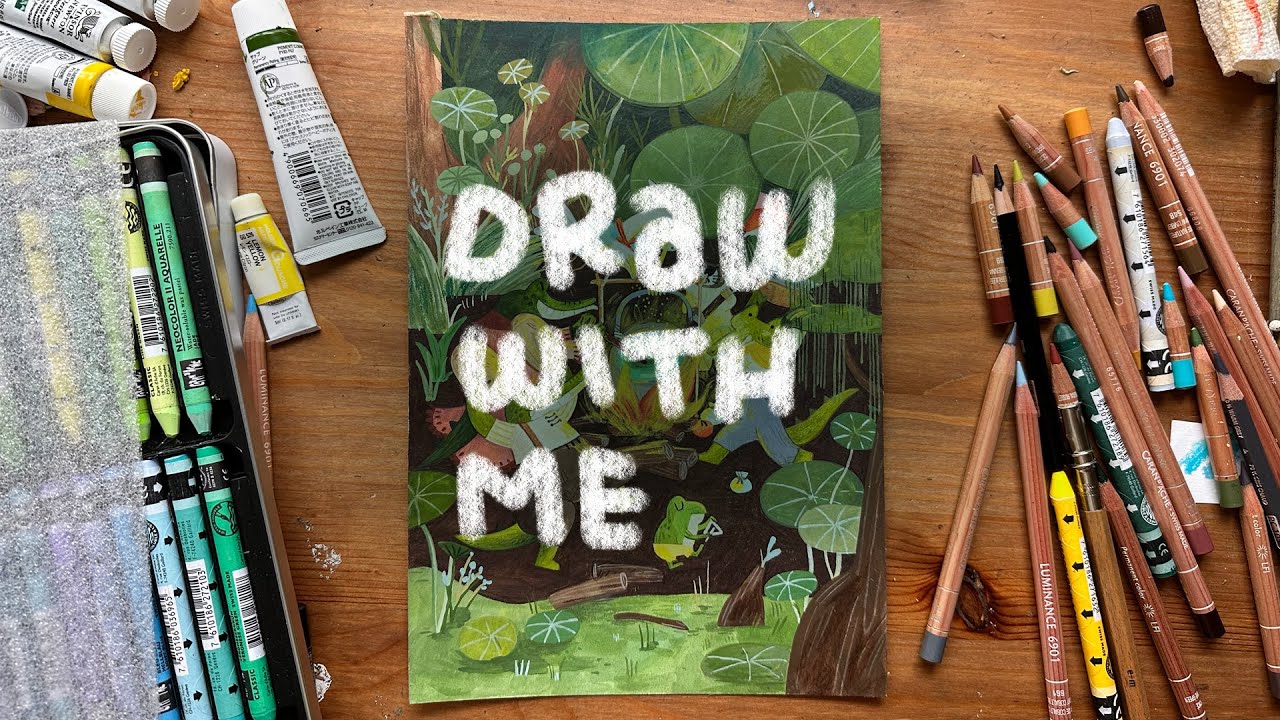 Draw With Me - Gouache illustration coloring walkthrough