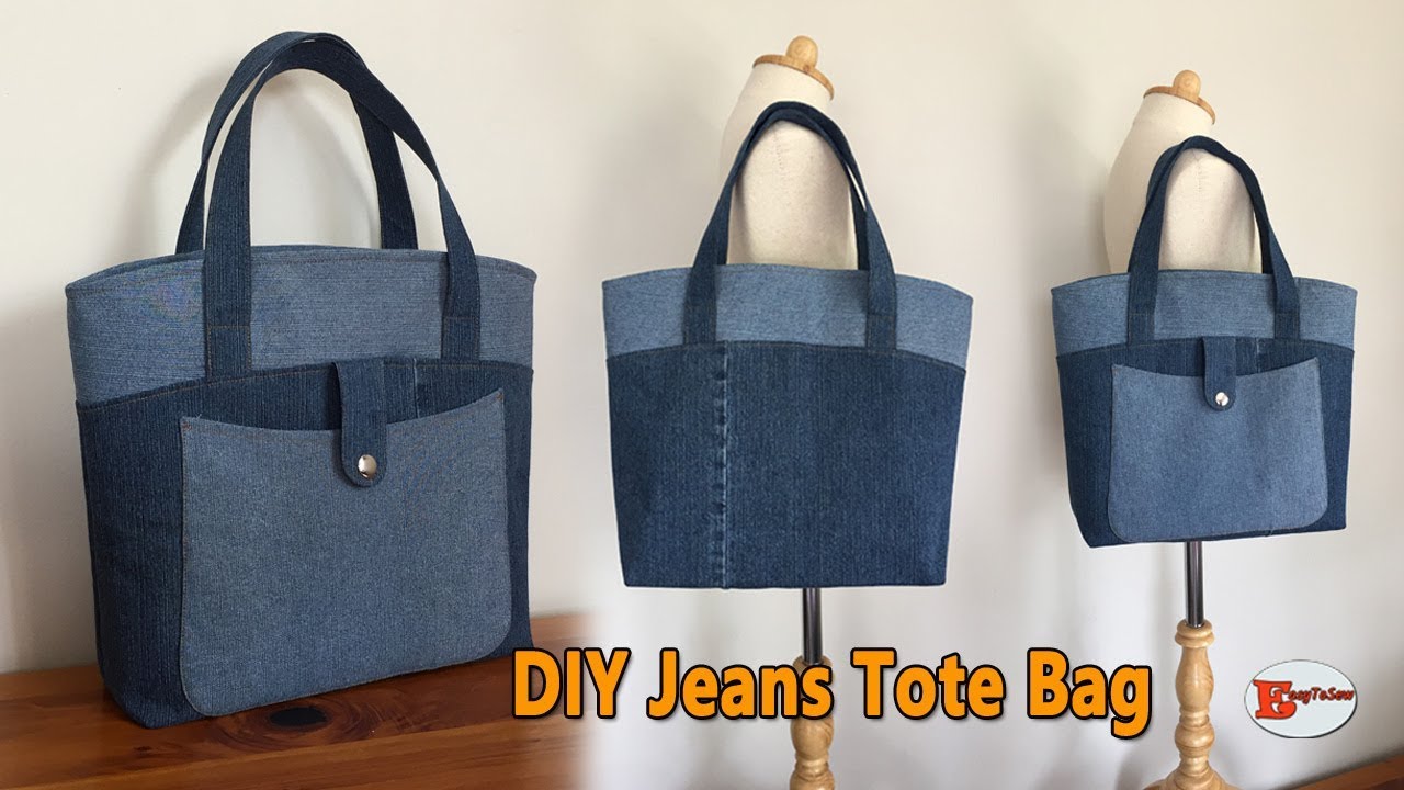 DIY TOTE BAG | JEANS BAG | RECYCLED OLD JEANS | DIY BAG SEWING TUTORIAL ...