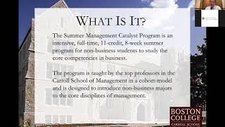 Summer Management Catalyst Program: 2022 Informational Webinar for Parents Profile