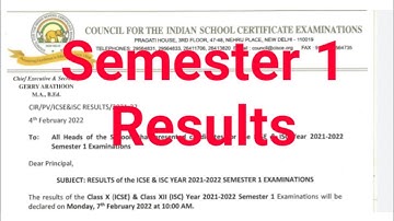 ICSE and ISC Semester 1 Results| Circular from council