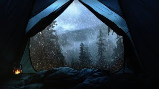 Fall Into Sleep In A Tent On Rainy Night | Heavy Rain Sound On Tent In Forest