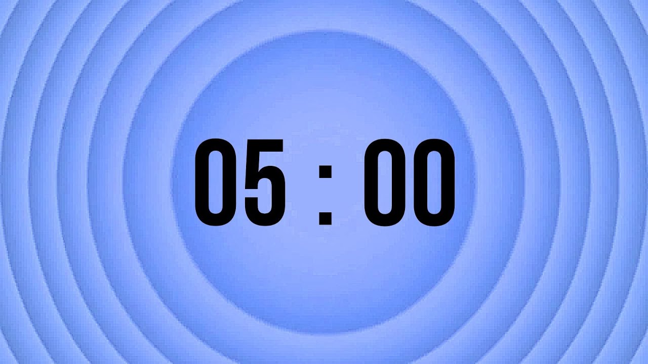 5 Minutes Countdown Timer⏳ | 🌟Alpha Waves Meditation🌌 | Blue Concentric Circles Background🔵