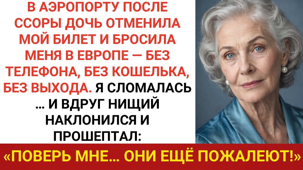 В аэропорту дочь бросила меня… А нищий прошептал: «Поверь мне — они пожалеют!»