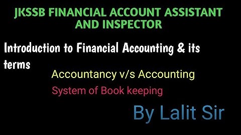 Introduction to Financial Accounting & its basic Terms|JKSSB|Part 6|Trinity D Change|