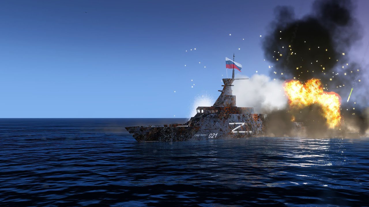 Ukrainian M142 HIMARS High Precision System Blow Up Russia's Biggest Missile Warship - Arma 3