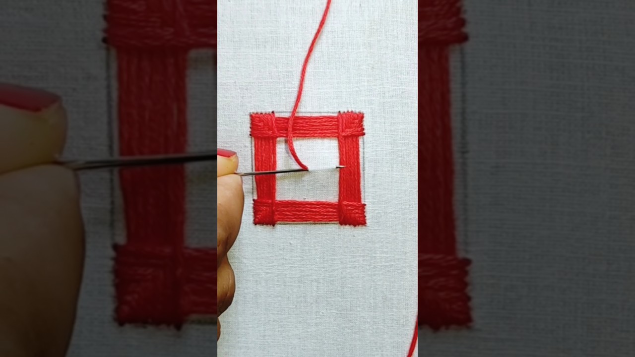 So pretty 🤩 square design for beginners, basic hand embroidery  