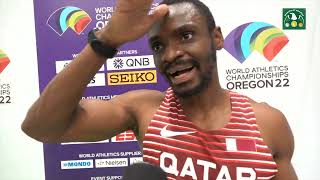 Qatar's Femi Ogunode after Men's 100m Heats at Oregon 2022 World Champs