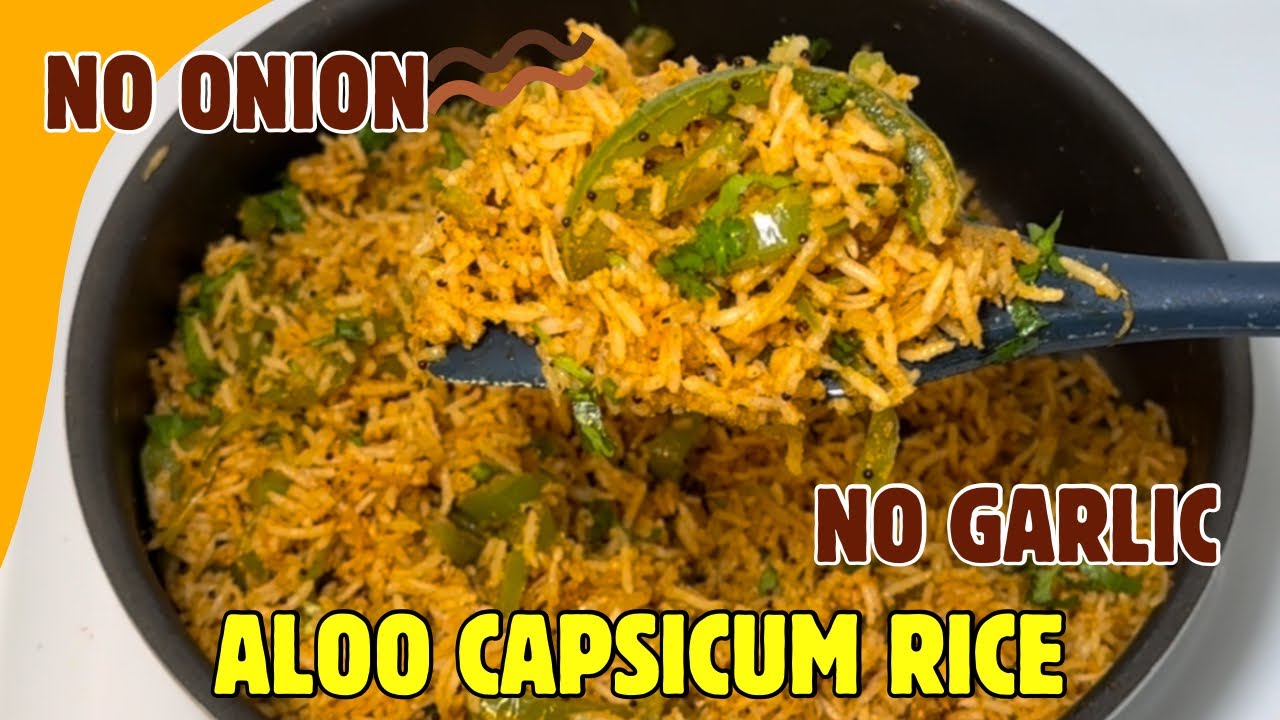 Aloo Capsicum Rice / No Onion ,No Garlic / Quick Lunchbox recipe /Variety masala rice