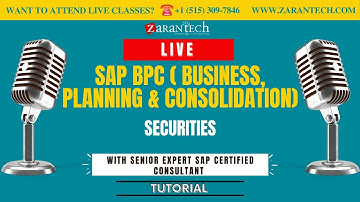 LIVE | Securities | SAP BPC 10.0 Training | ZaranTech