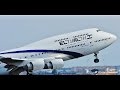 EL AL Boeing 747-458 very short takeoff from Rome FCO
