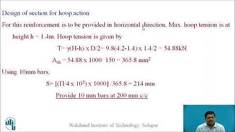 Design of circular water tank with rigid base Numerical Example