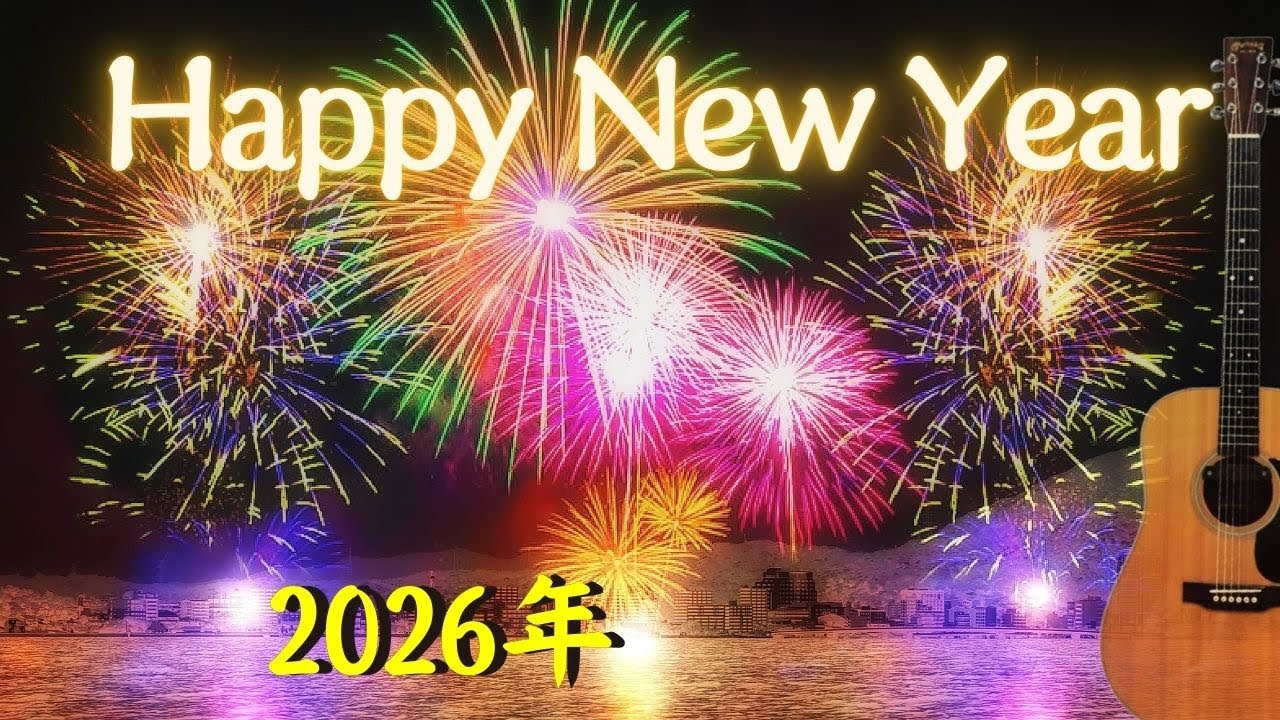 Happy New Year | Fireworks New Year Card Video | Guitar BGM　年賀状動画