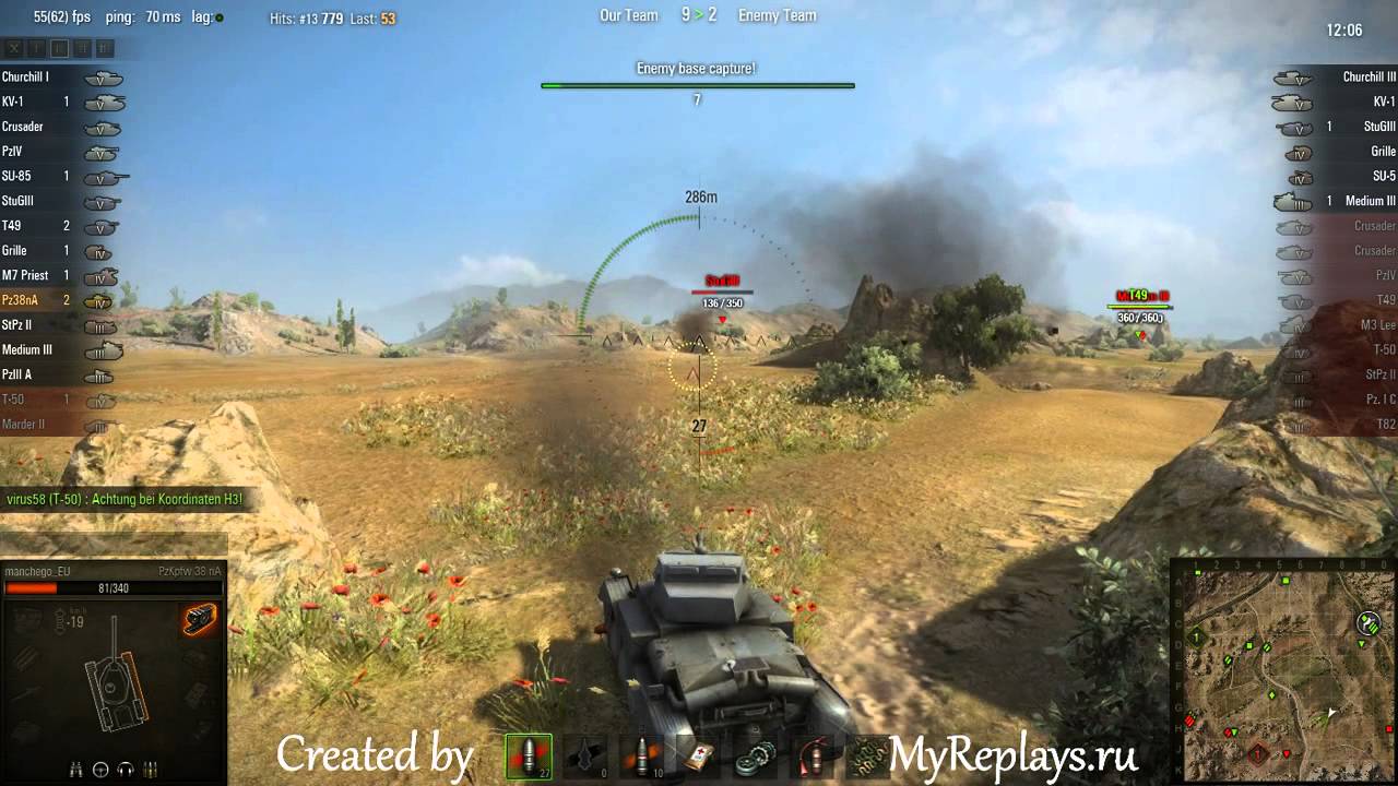 WOT: Steppes - PzKpfw 38 nA - 4 frags - YouTube