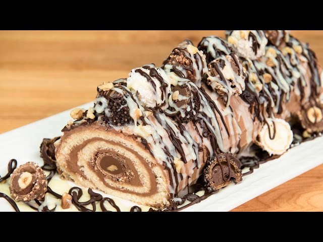 Ferrero Rocher Cake Roll - Del's cooking twist