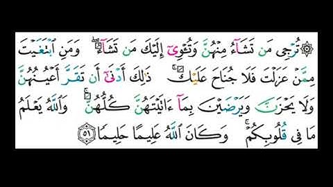 شرح أحكام التجويد للآيتان (51 و52) من سورة الأحزاب