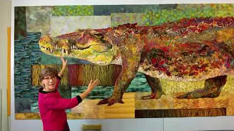 Susan Carlson with Fabric Collage Quilt "Crocodylu...