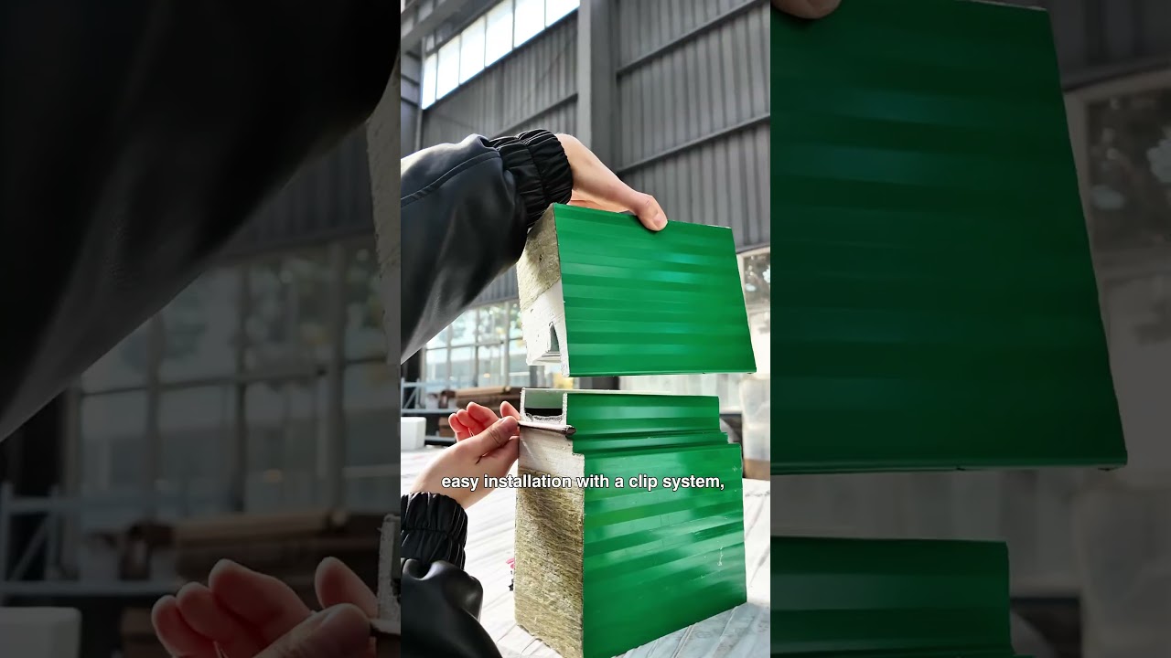 Exterior wall panels with polyurethane + rock wool + metal on both sides, thickness 5-20 cm