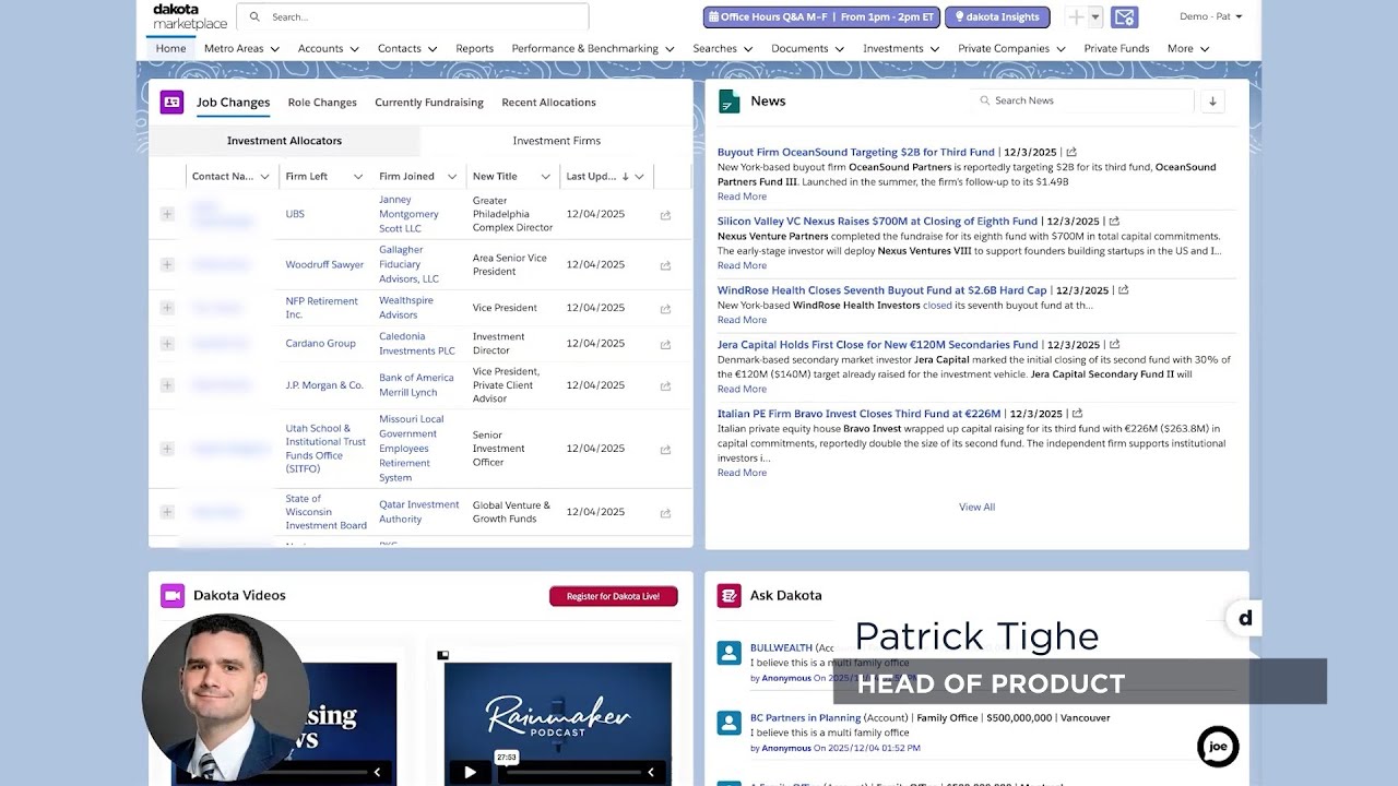 Private Fund Performance Benchmarking by Vintage Year in Dakota Marketplace