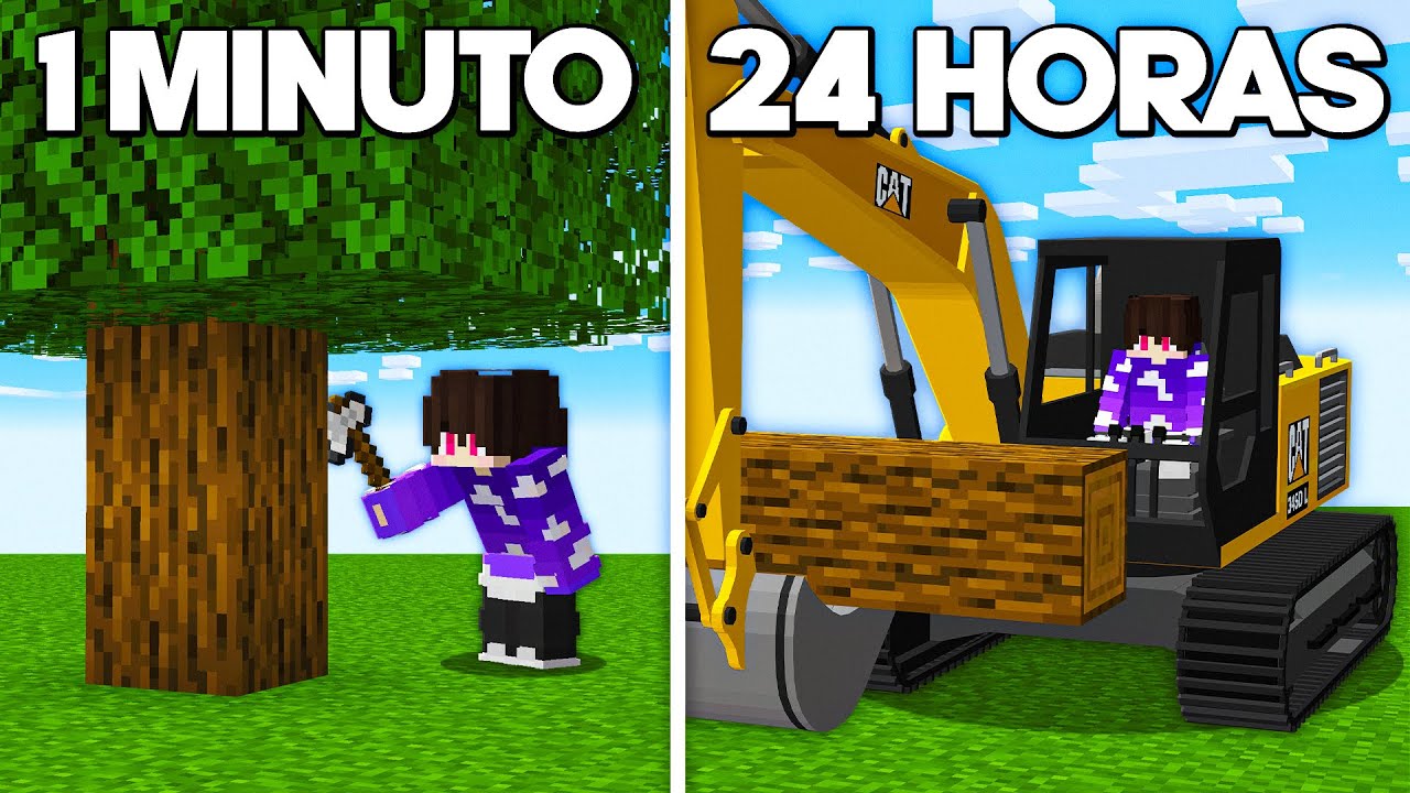 24 HORAS JOGANDO COMO LENHADOR NO MINECRAFT