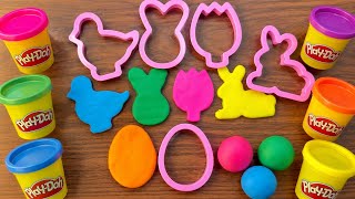 Play-Doh farm Shapes 🐰 Learn Colors & Shapes with Bunny, Chick, Egg & Tulip | playdoh pretend play