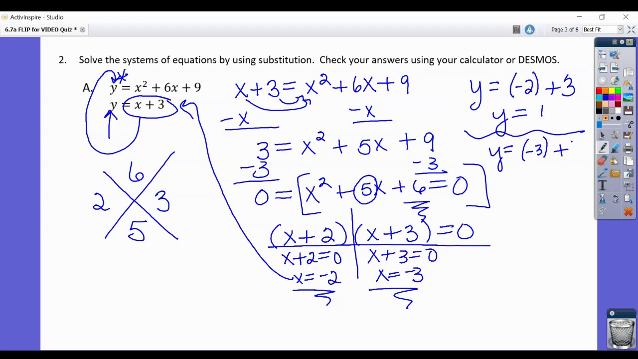 4-24 Review for QUIZ - Solving Linear and Quadratic Systems of ...