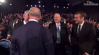 Prince Charles greets dignitaries at World Holocaust Forum in Jerusalem
