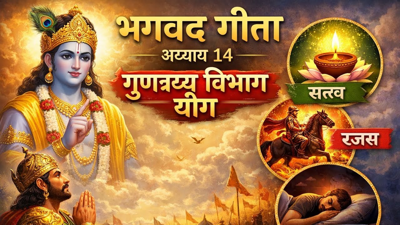 भगवद्गीता अध्याय 14 | गुणत्रय विभाग योग | सत्त्व रजस तमस का रहस्य | Krishna Gita Hindi