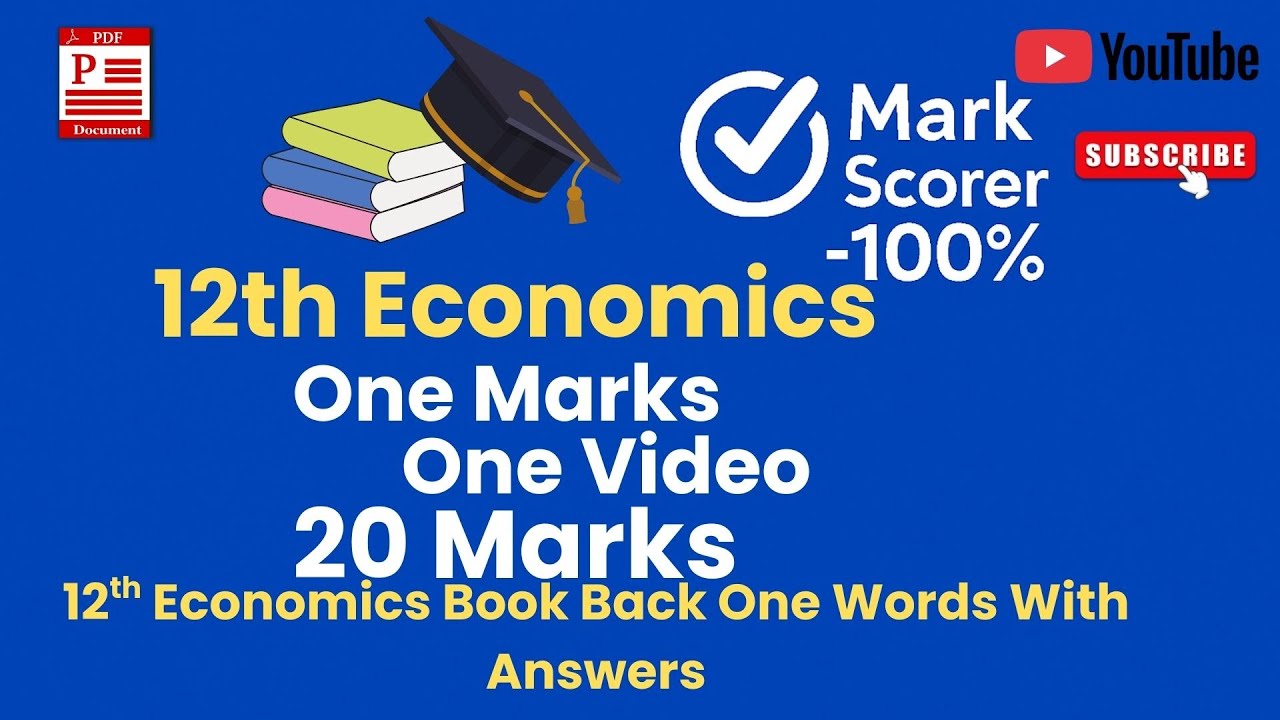 12th Economics One Marks One Video 20 marks 