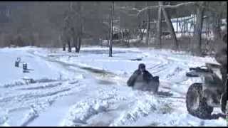 REDNECK SLEIGHRIDIN' Me using a wheel barrow as sled