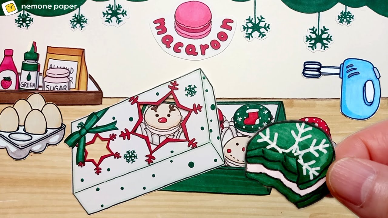 [💸paperdiy💸] Making Christmas macaron🍪Paper cooking 마카롱 만들기 종이놀이 asmr ...