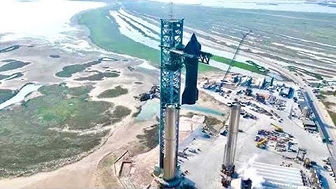 Watch SpaceX stack Starship 24 onto Super Heavy Booster in amazing drone video |Starship News 2023|