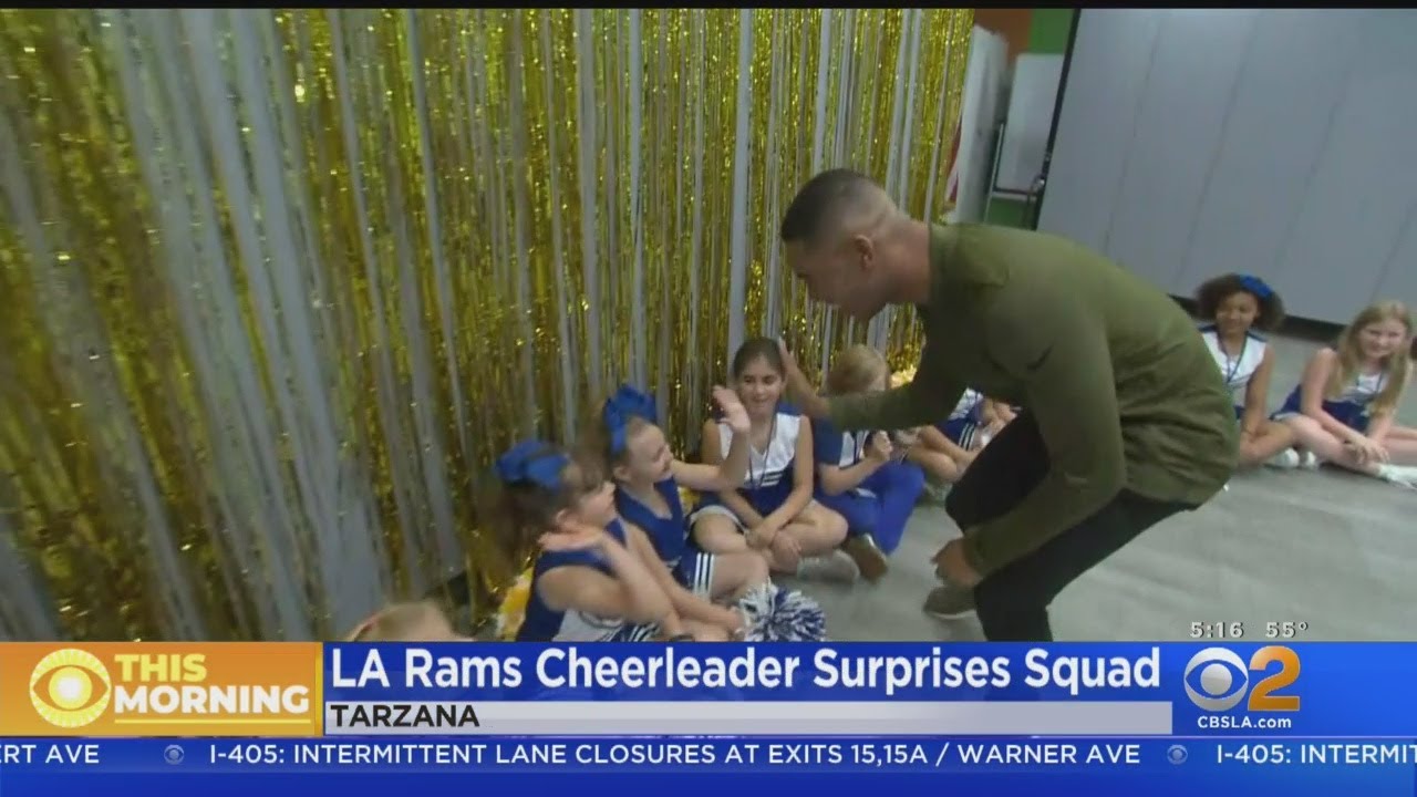 Rams Cheerleader Napoleon Jinnies Surprises Elementary School Cheer Team