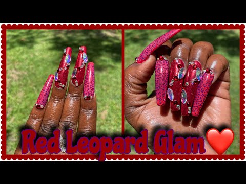 Red Leopard Print Glam Ft Born Pretty Nail Tips And Glue Gel Kit❤️❤️