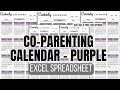 Co-Parenting Calendar Excel Spreadsheet - Purple