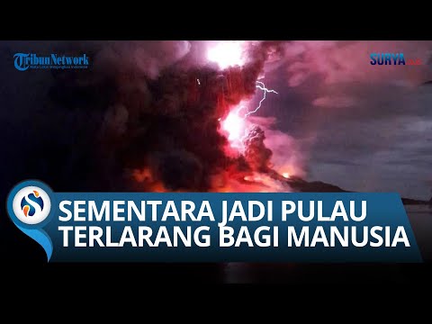 Detik-detik Erupsi Gunung Ruang di Sulawesi Utara, Berkobar Abu Vulkanik Disertai Kilatan Petir!