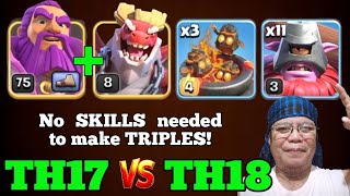 New TRICK for TH17 vs TH18: DOUBLE HERO charge with THROWERS is UNSTOPPABLE (Clash Of Clans)