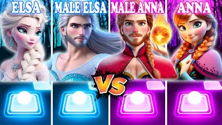 Frozen Elsa & Male Elsa VS Frozen Anna & Male Anna - Tiles Hop! Let It Go | Love Is An Open Door