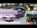 Elektroauto Roadtrip mit Camping bei Schnee und Sturm im Kia eSoul 64kwh     und Familie 500km