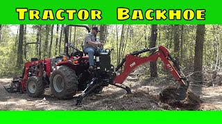 Big Stump removal with Tractor BACKHOE